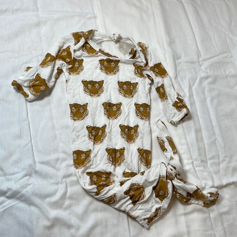 Tiger print sack by Kate Quinn.